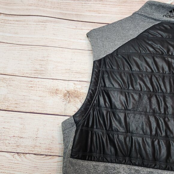 Adidas Golf Mens Puffer Vest Size S Black Gray 1/2 Zip Sleeveless Jacket Pockets - Picture 13 of 16